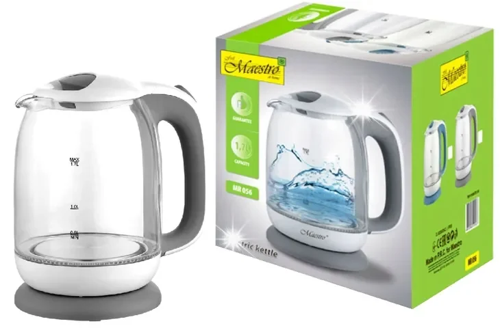 Czajnik elektryczny szklany 1.7L 2200W niebieski MAESTRO MR-056-BLUE