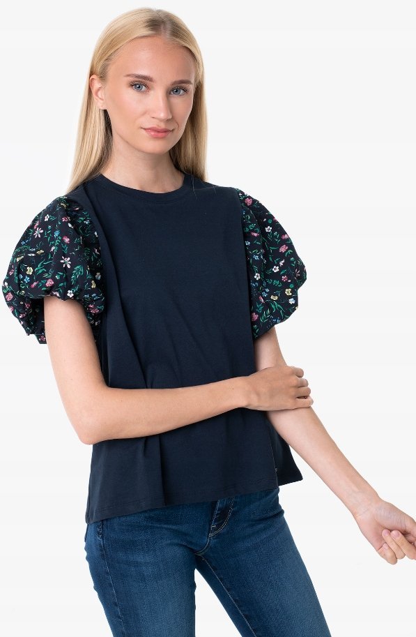 PEPE JEANS BLUZKA DAMSKA GRANATOWA Z BUFKAMI L T4A