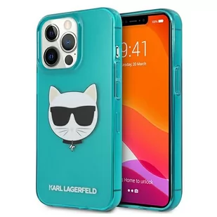 Karl Lagerfeld Choupette Head - Etui iPhone 13 Pro (fluo niebieski) KLHCP13LCHTRB - Etui i futerały do telefonów - miniaturka - grafika 1