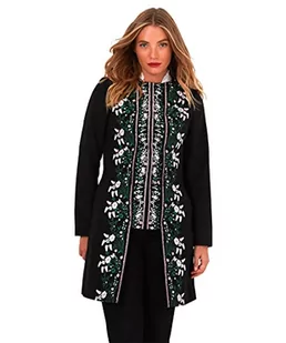 Joe Browns Damska wyróżniająca się damska kurtka maxi z haftowanymi krawędziami wyróżniająca się, Czarny, 34 - Kurtki damskie - miniaturka - grafika 1