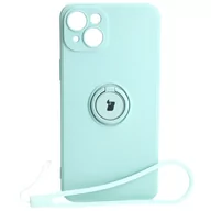 Etui i futerały do telefonów - Etui Bizon Case Silicone Ring Sq do iPhone 15 Plus, turkusowe - miniaturka - grafika 1