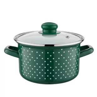 GARNEK EMALIOWANY PROSTY RETRO ZIELONY Z/P 16CM 2,1L kod: 001-GAR-16RETRO7729C + Sprawdź na SuperWnetrze.pl - Garnki - miniaturka - grafika 1