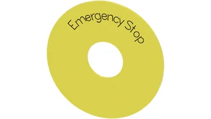 Siemens Etykieta podkładkowa żółta z inskrypcją: emergency stop średnica zewn. 75mm wewn. 225mm grubość 2mm 3SU1900-0BB31-0DA0 3SU1900-0BB31-0DA0 - Inne akcesoria elektryczne - miniaturka - grafika 1