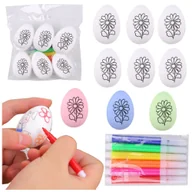 Zabawki kreatywne - Jajka Wielkanocne Styropianowe Do Malowania Pisaki Wzór Kwiat D 6szt LEAN TOYS - miniaturka - grafika 1