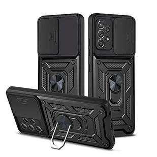 Ochrona obiektywu, odporne na wstrząsy, etui na telefon do Samsung Galaxy S21 PLUS 5G czarny przesuwany aparat magnetyczny pierścień na palec obudowa do S22 Plus Note 20 Ultra S21 FE etui - Etui i futerały do telefonów - miniaturka - grafika 1