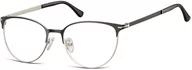Okulary korekcyjne, oprawki, szkła - Sunoptic Okulary oprawki korekcyjne kocie oczy zerówki 914 srebrno-czarne - miniaturka - grafika 1
