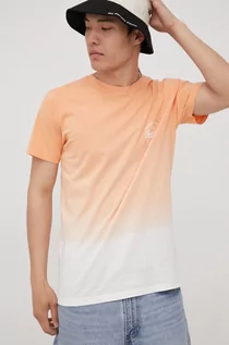 Koszulki męskie - Jack & Jones t-shirt bawełniany kolor pomarańczowy z nadrukiem - grafika 1