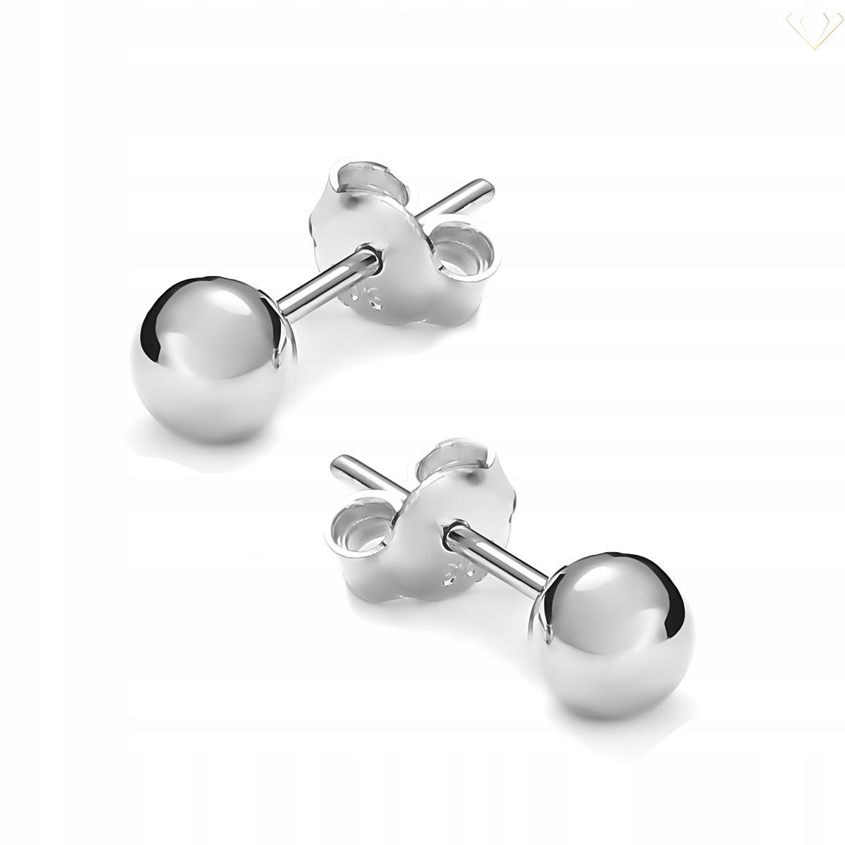 Kolczyki srebrne pr. 925 Damskie Eleganckie Kulki na Sztyfcie Średnica 5 mm