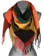 Apaszki i szaliki damskie - Chusta damska ciepła w KRATĘ z frędzlami AXD-13-12 czerwona - miniaturka - grafika 1