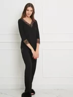 Piżamy damskie - PIŻAMA z koronką 02 - czarny 4XL - miniaturka - grafika 1