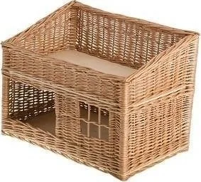 WickerPL RUBY DOMEK WIKLINOWY DLA KOTA PIĘTROWE LEGOWISKO DLA ZWIERZĄT Z PODUSZKAMI 56X36 H32/42 CM - Legowiska dla kotów - miniaturka - grafika 1
