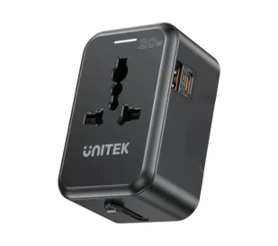 Ładowarka sieciowa podróżna Unitek EU/US/UK/AUS PD 20 W (P1120ABK01) - Ładowarki do telefonów - miniaturka - grafika 4