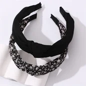 Inne - 2 szt. Opaski do włosów z nadrukiem w stylu , krzyżowe, wiązane na górze, damskie opaski do włosów, akcesoria do włosów, skręcone, wiązane - miniaturka - grafika 1