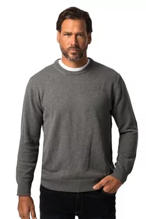 JP 1880 Męska bluza duże rozmiary duże rozmiary odzież męska L-8XL sweter, okrągły dekolt, haft JP1880, bawełna 708261, szary melanż, 6XL - Swetry męskie - miniaturka - grafika 1