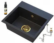 Zlewozmywaki - Granitan MINI Czarny Zlewozmywak Granitowy Z Drobinkami Złotego - miniaturka - grafika 1
