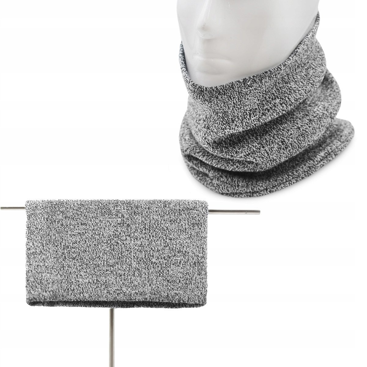 Ciepły komin męski zimowy modny szal golf POPIEL