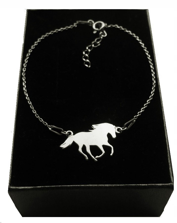 Bransoletka KONIK KOŃ SREBRO925 KOMUNIA + GRAWER