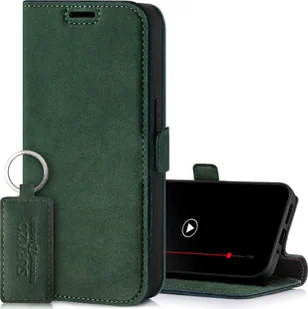 Etui na telefon komórkowy SURAZO do Samsung Galaxy A54 skórzane etui z prawdziwej skóry [z kieszenią na kartę, RFID] skórzane etui z klapką (ciemnozielone) - Etui i futerały do telefonów - miniaturka - grafika 1