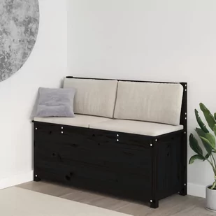 Lumarko Ławka, czarna, 110x41x76,5 cm, lite drewno sosnowe - Ławki do przedpokoju - miniaturka - grafika 1