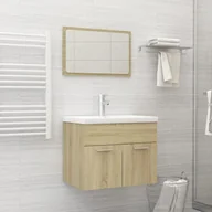 Meble łazienkowe - vidaXL vidaXL 2-częściowy zestaw mebli łazienkowych, dąb sonoma, płyta - miniaturka - grafika 1