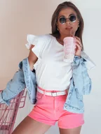 Spodenki damskie - Szorty jeansowe damskie GLAMWEAR różowe Dstreet SY0340-S - miniaturka - grafika 1