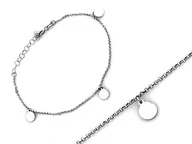 Bransoletki - Bransoletka srebrny łańcuszek z okrągłymi zawieszkami - miniaturka - grafika 1