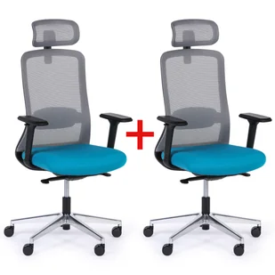 Fotel biurowy, krzesło biurowe Krzesło biurowe JILL 1+1 GRATIS, szary/niebieski - Fotele i krzesła biurowe - miniaturka - grafika 1