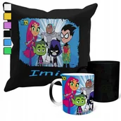 Gadżety dla niej i dla niego - Zestaw Kubek Magiczny + Poszewka Z Poduszką-Prezent Młodzi Tytani + Imię - miniaturka - grafika 1