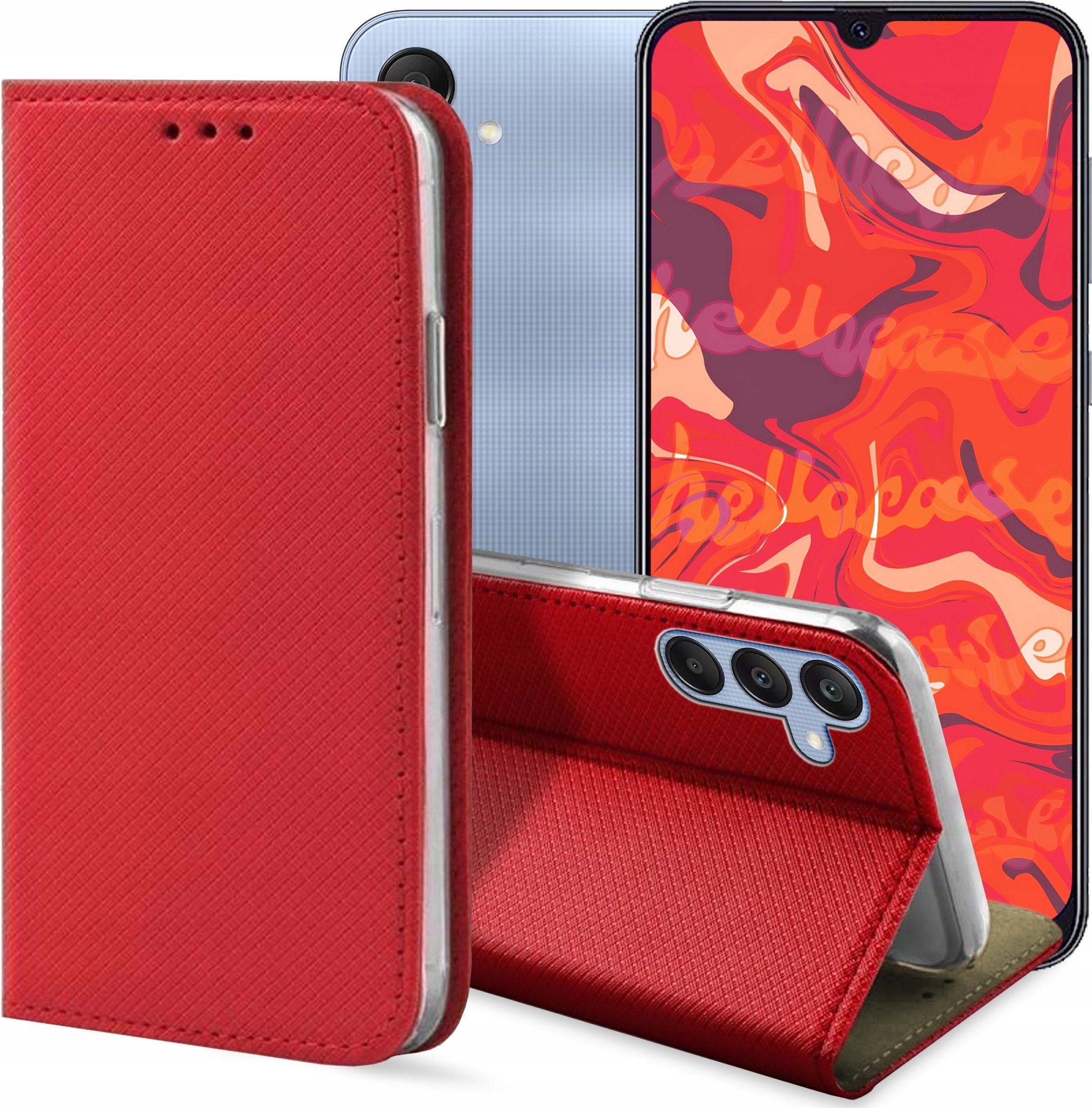 ETUI Z KLAPKĄ DO SAMSUNG GALAXY A25 5G CZERWONE MAGNETYCZNE CASE KABURA