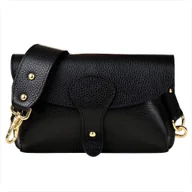 Torebki damskie - Vera Pelle Mała torebka czarna listonoszka skóra nat - miniaturka - grafika 1