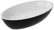 Umywalki - Omnires Marble+ Siena umywalka 60x35 cm nablatowa biały/czarny połysk SIENALUNBCP SIENALUNBCP - miniaturka - grafika 1