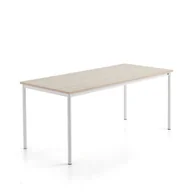 Meble do szkół i przedszkoli - Stół SONITUS PLUS, 1800x800x760 mm, laminat HPL jesion, redukcja hałasu, biały - miniaturka - grafika 1