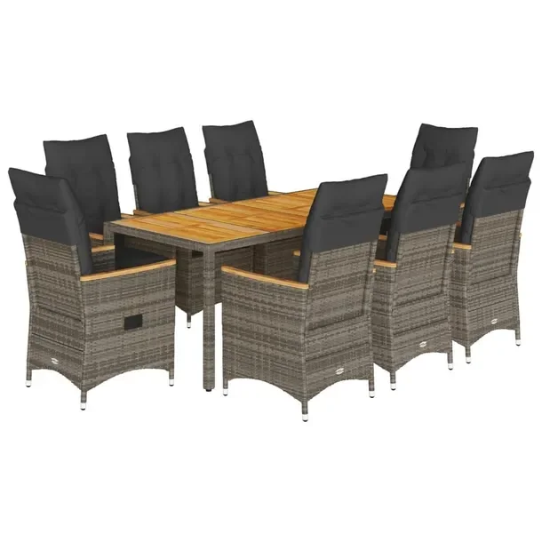 Zestaw mebli ogrodowych szary, rattan PE, wymiary krzesła: 56 x 59 x 92 cm