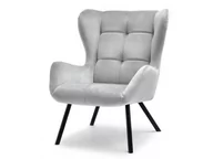Fotele - Stylowy Fotel Na Czarnych Nogach Z Metalu Noel Jasny Szary Velvet - miniaturka - grafika 1