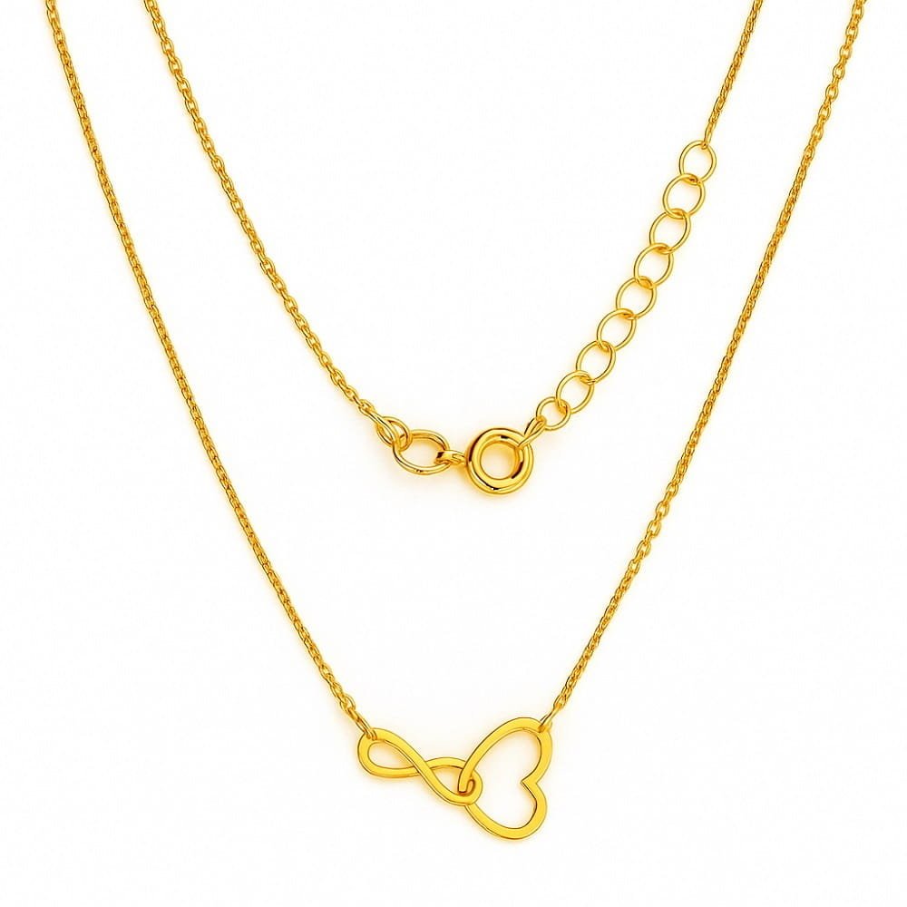 Srebrny naszyjnik pozłacany z serce oraz znak nieskończoności