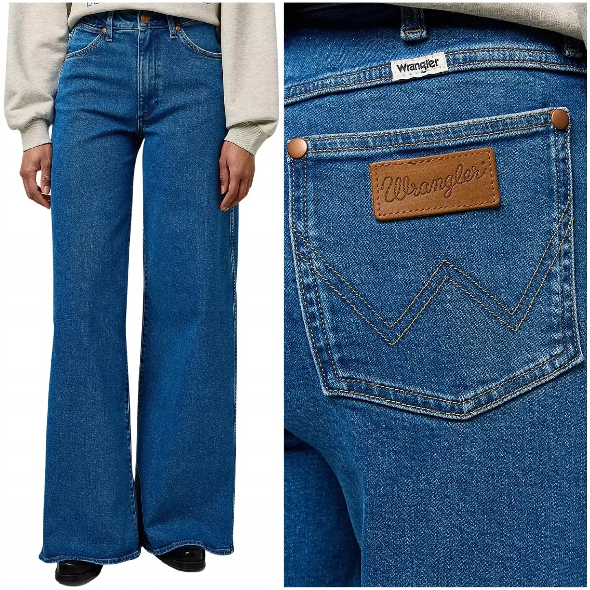 Wrangler Canyon Sky wysokie luźne szerokie damskie spodnie jeansowe W26 L34