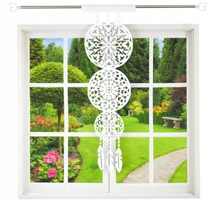 Panel ażurowy filcowy biały 40x130 dekoracja okna firana ŁAPACZ SNÓW boho - Firany - miniaturka - grafika 1
