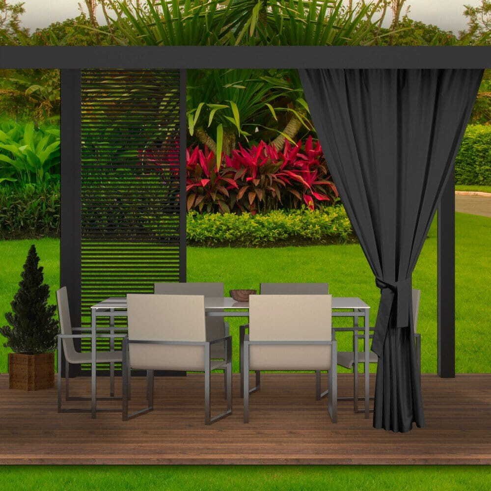 Zasłona ogrodowa 155x200cm czarna 1 szt zasłona zewnętrzna wodoodporna zasłona na taras balkon zasłona na zewnątrz zasłona do ogrodu
