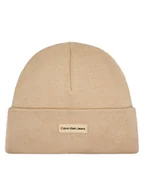 Czapki damskie - Calvin Klein Jeans Czapka Inst Patch Beanie K50K512142 Beżowy - miniaturka - grafika 1