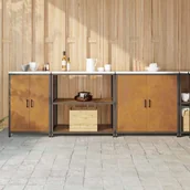 Meble kuchenne - Zestaw do przechowywania w kuchni z półką 3 pcs Rdzawy - miniaturka - grafika 1