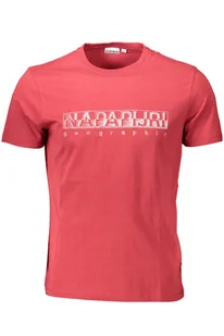 MĘSKI T-SHIRT Z KRÓTKIM RĘKAWEM NAPAPIJRI CZERWONY - Napapijri - Koszulki i topy damskie - miniaturka - grafika 1