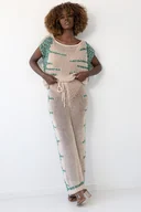 Komplety damskie - Kolorowy komplet bluzka i spodnie F1857 beżowy - miniaturka - grafika 1