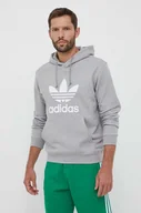 Bluzy męskie - adidas Originals bluza bawełniana męska kolor szary z kapturem wzorzysta - miniaturka - grafika 1