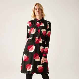 Regatta Orla Kiely Damska sukienka z długim rękawem Czarny w różowy wzór, Cotton, Rozmiar: 40 - Sukienki - miniaturka - grafika 1