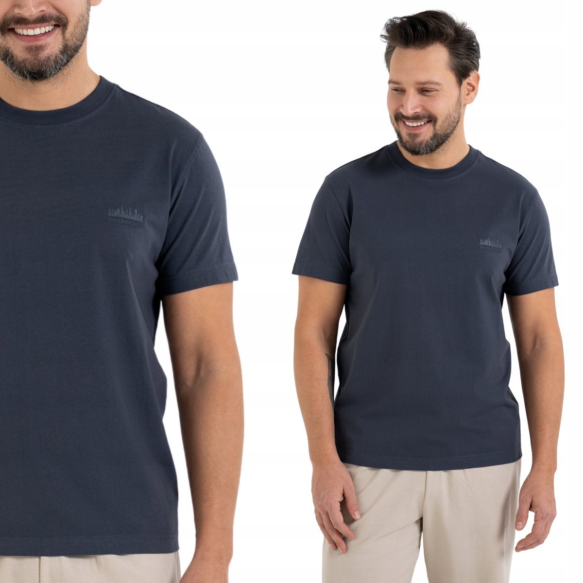 KOSZULKA T-SHIRT MĘSKI REGULAR FIT KLASYCZNY WYGODNY 100% BAWEŁNA MORAJ M NAVY