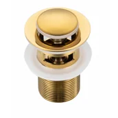 Korki do umywalek - BALNEO E0101030101-2 Korek umywalkowy mosiężny Klik Klak z przelewem Gold- model B - miniaturka - grafika 1