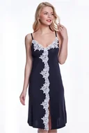 Bielizna nocna - Bambusowa koszula nocna damska EVELIN S Czarny - miniaturka - grafika 1