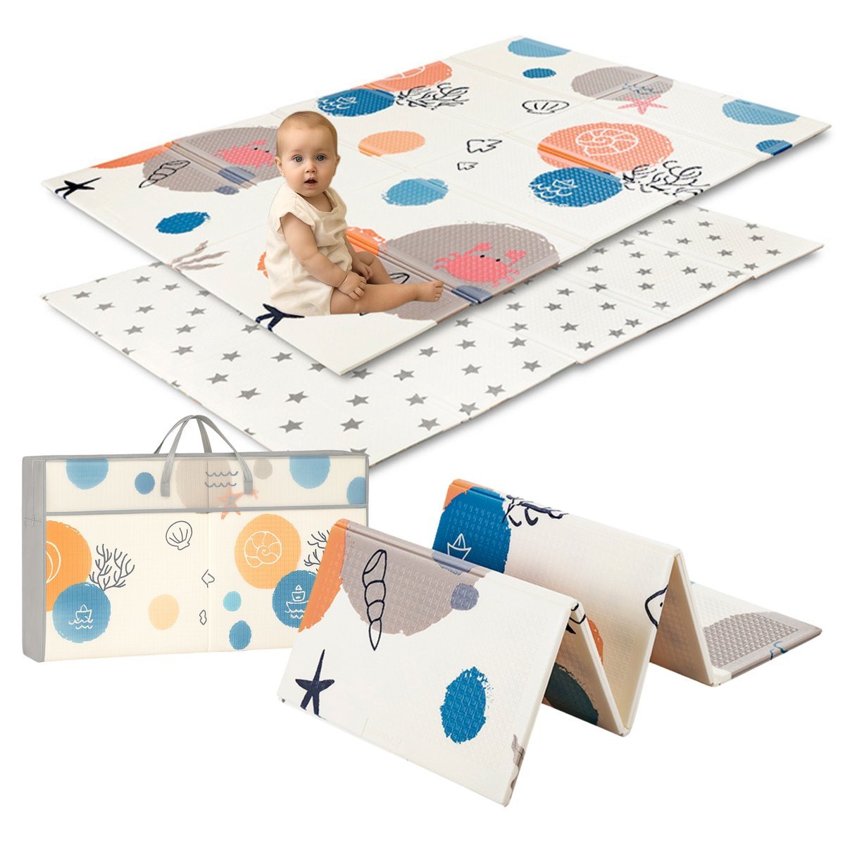 MATA EDUKACYJNA PIANKOWA DWUSTRONNA SKŁADANA MATA DLA DZIECI DUŻA 120X180CM LORELLI