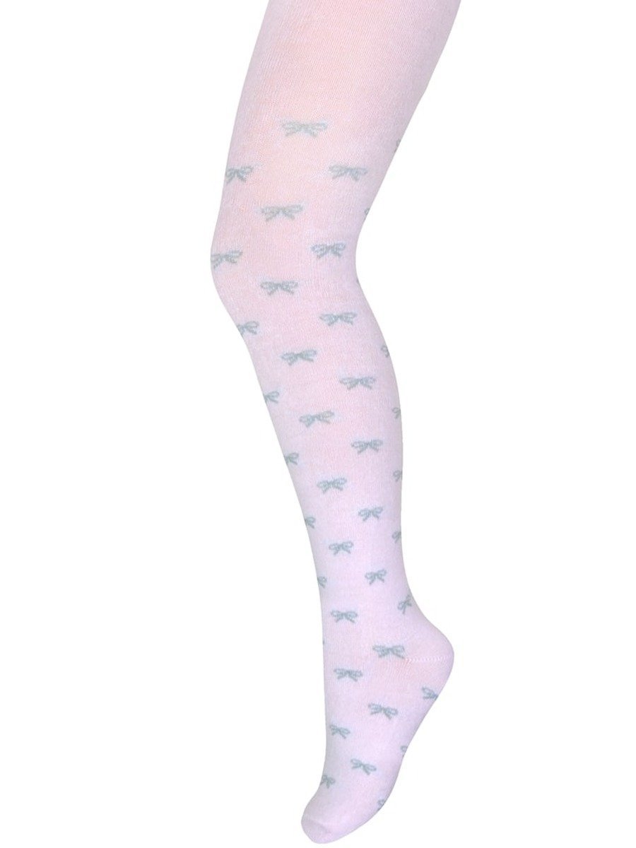 Dziewczęce rajstopy bawełniane brokatowe kokardki różowe Milusie r.104/110