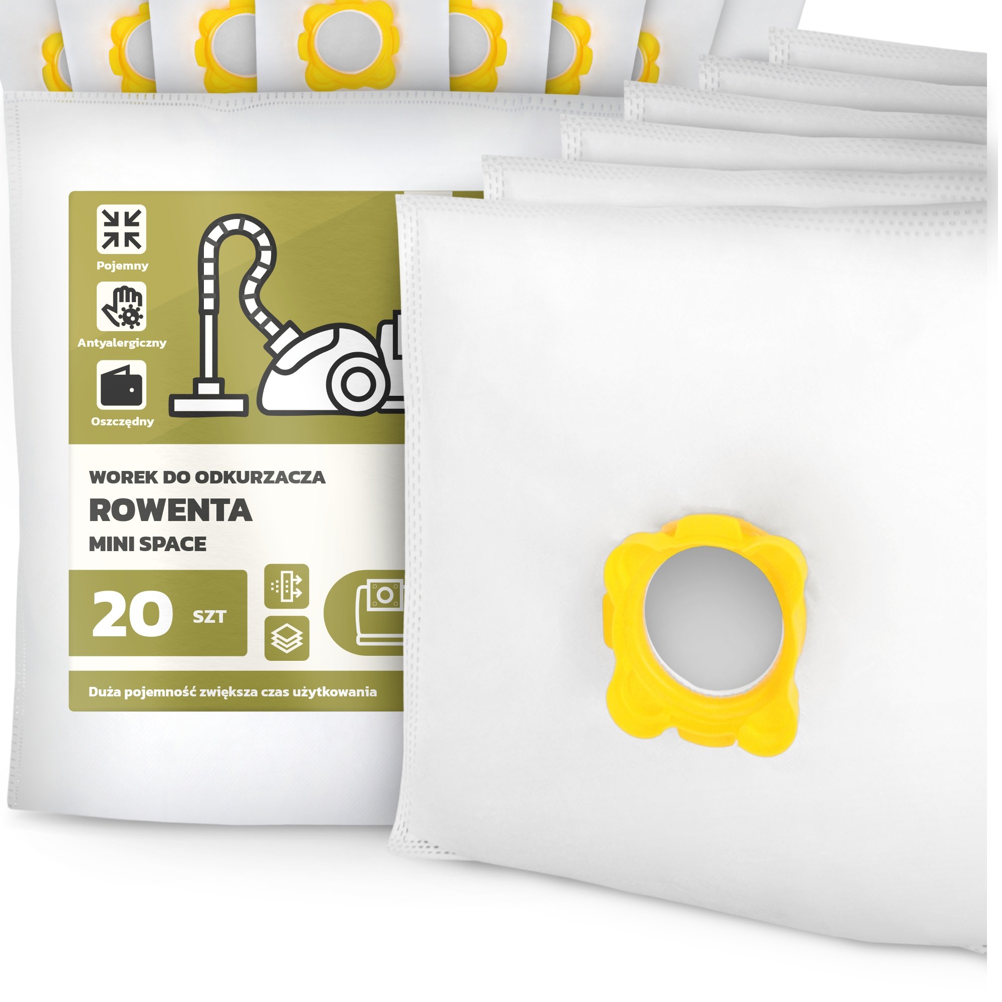 20x Worek do Odkurzacza Rowenta Mini Space Syntetyczny Mikrowłókna Worki G9